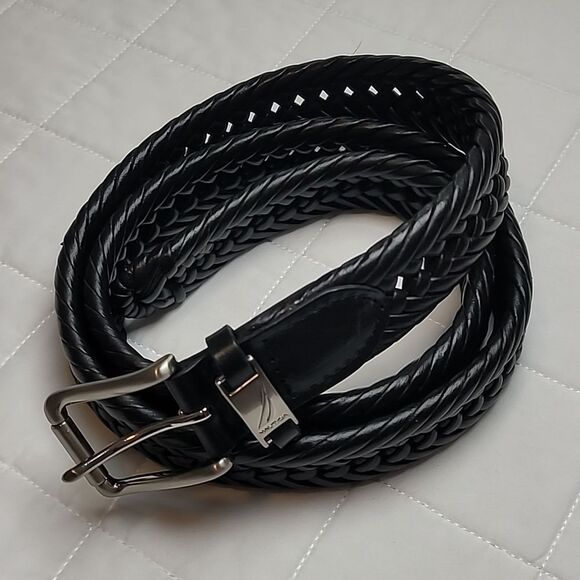 Nautica Black Braided Leather Belt - Picture 1 of 4